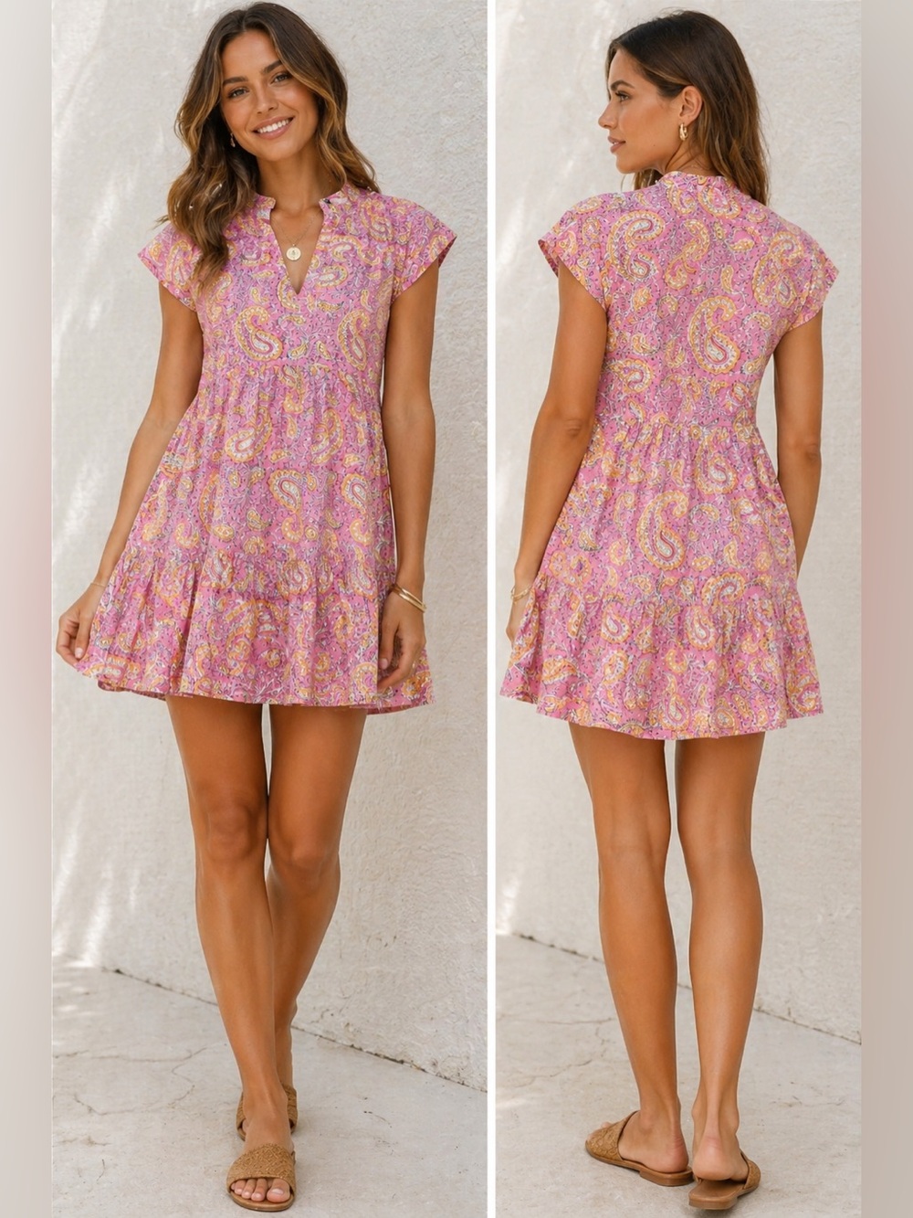 Madison Mathews Pink Paisley Folly Dress Size M